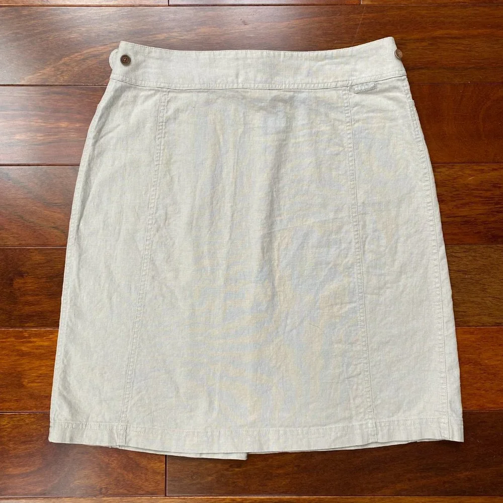Woolrich Linen Cotton Blend Kayla Skirt Wrap Style Dark Stone Size 12 Preppy - Picture 7 of 11